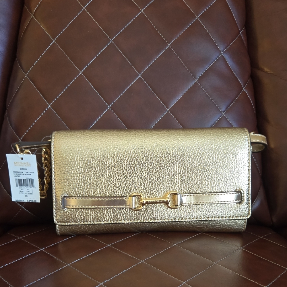 Michael Kors Gold Clutch with Textured Finish